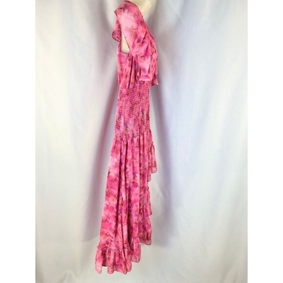NEW MISA Los Angeles Pink Bo Ruffle Maxi Dress $460 - Picture 10 of 13